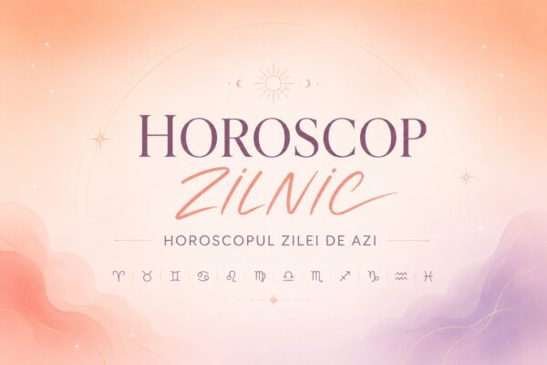 Banner horoscop zilnic cu simboluri zodiacale